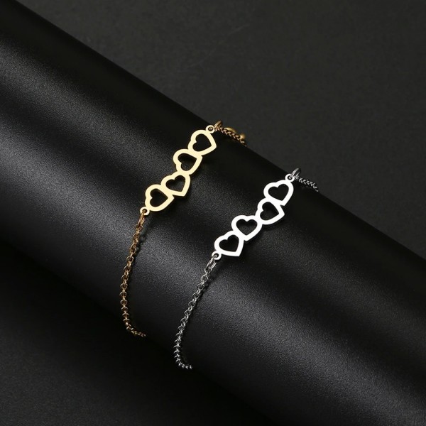 Bracelets classiques en acier inoxydable pour femmes, chaîne à breloques en forme de cœur creux doux, à la mode, bijoux de fête,|1,79 €|OKKO MODE