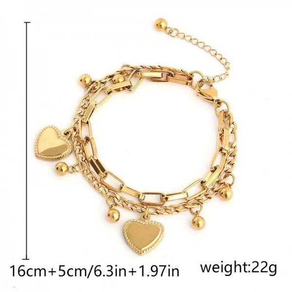 Bracelet boule d'acier multicouche pour femme, haricot, amour, voyage, date, banquet, fête, festival, cadeaux en élasthanne, ten|2,99 €|OKKO MODE