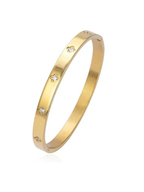 Bracelet à fermoir ouvert plaqué or 18 carats pour hommes et femmes, bracelets de manchette en acier inoxydable, bracelets à vis|5,39 €|OKKO MODE