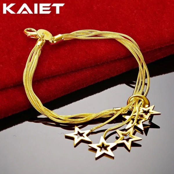 KAIET-Bracelet Cinq Pièces pour Femme, Argent Sterling 925, Plaqué Or 18K, ixde Mariage, Charme, Bijoux Fins|4,49 €|OKKO MODE