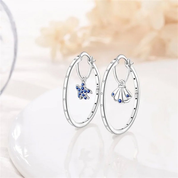 Boucles d'oreilles à la mode en argent 925 pour femmes, conception double couche fruits de mer coquillages|3,59 €|OKKO MODE