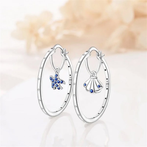 Boucles d'oreilles à la mode en argent 925 pour femmes, conception double couche fruits de mer coquillages|3,59 €|OKKO MODE