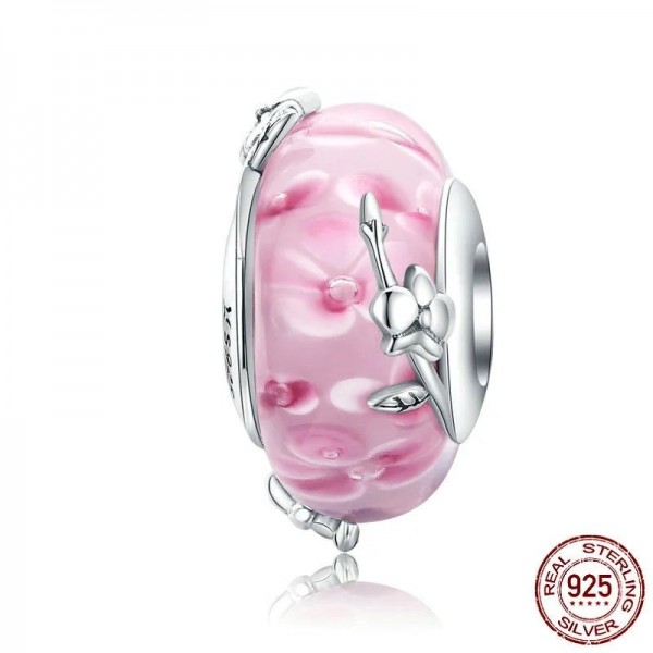 Breloque en verre de Murano plaqué argent 925 pour bracelet Pandora - perle rose, rouge, vert et bleu|3,59 €|OKKO MODE