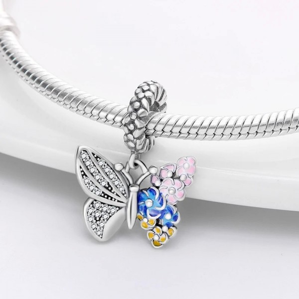 Breloques en argent 925 pour bracelets, libellule colorée, fleur et gemme papillon|4,49 €|OKKO MODE