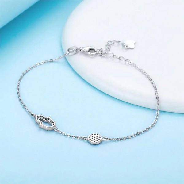 Bracelet mauvais œil pour femme en argent 925, porte-bonheur avec main Hamsa et œil bleu|6,99 €|OKKO MODE