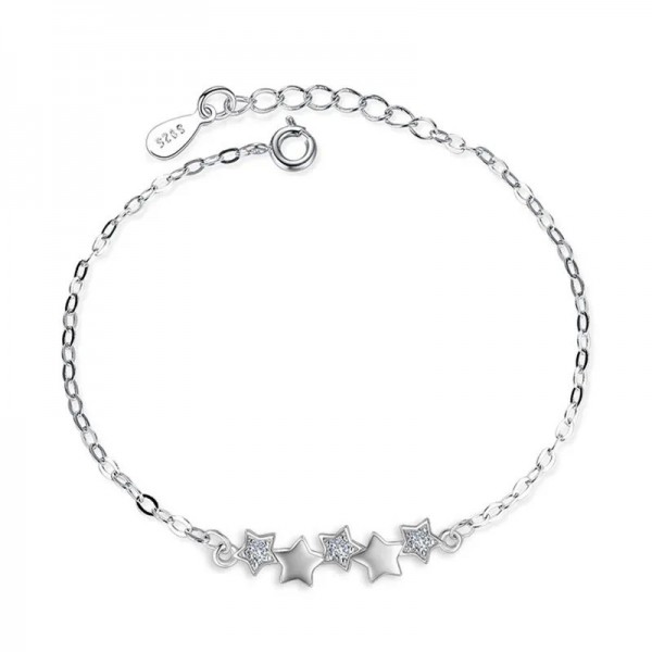 Bracelet en argent 925 avec étoiles en cristal autrichien et breloques - bijoux pour femmes|2,99 €|OKKO MODE