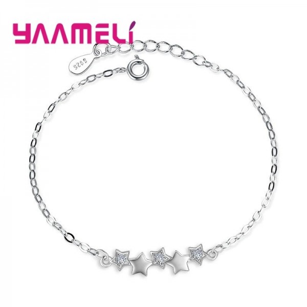 Bracelet en argent 925 avec étoiles en cristal autrichien et breloques - bijoux pour femmes|2,99 €|OKKO MODE