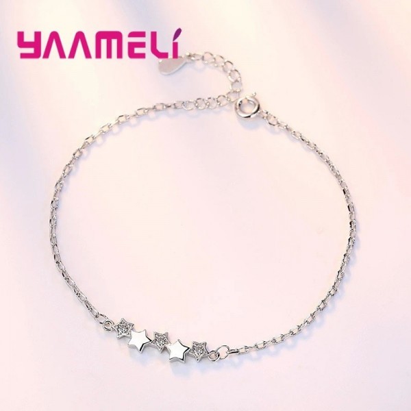 Bracelet en argent 925 avec étoiles en cristal autrichien et breloques - bijoux pour femmes|2,99 €|OKKO MODE