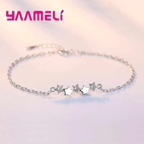 Bracelet en argent 925 avec étoiles en cristal autrichien et breloques - bijoux pour femmes|2,99 €|OKKO MODE