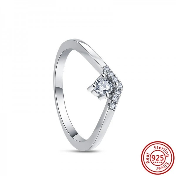 Bague en argent 925 authentique pour femme, ronde CZ couronne de princesse cœur d'amour|4,49 €|OKKO MODE