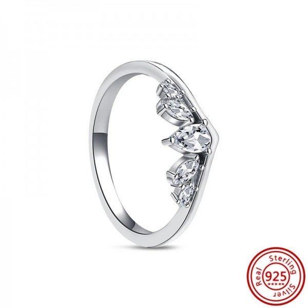 Bague en argent 925 authentique pour femme, ronde CZ couronne de princesse cœur d'amour|4,49 €|OKKO MODE