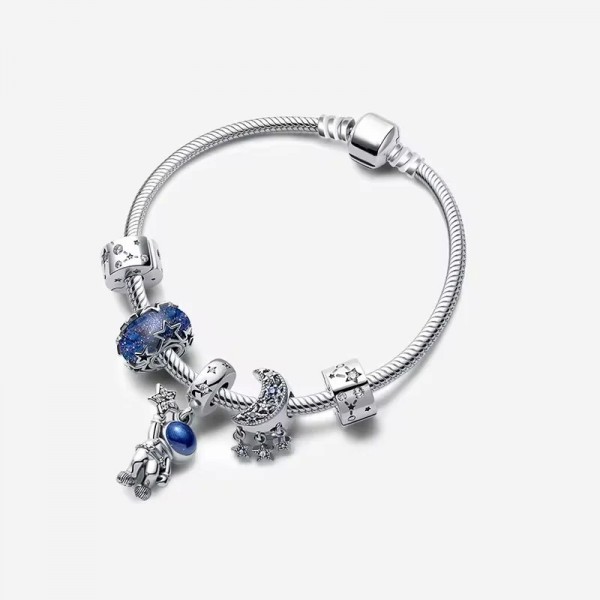 Perles brillantes en argent 925 pour bracelet à breloques, ciel étoilé bleu galactique|4,49 €|OKKO MODE