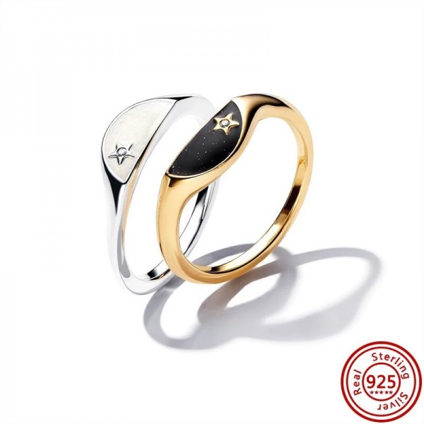 Bague simple en argent 925 plaqué or pour femme, avec breloque NucleoPearl - Original et personnalisé|5,39 €|OKKO MODE