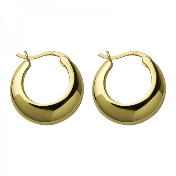 Boucles d'oreilles créoles épaisses plaquées argent 925 cercle géométrique punk - cadeaux femmes|2,69 €|OKKO MODE