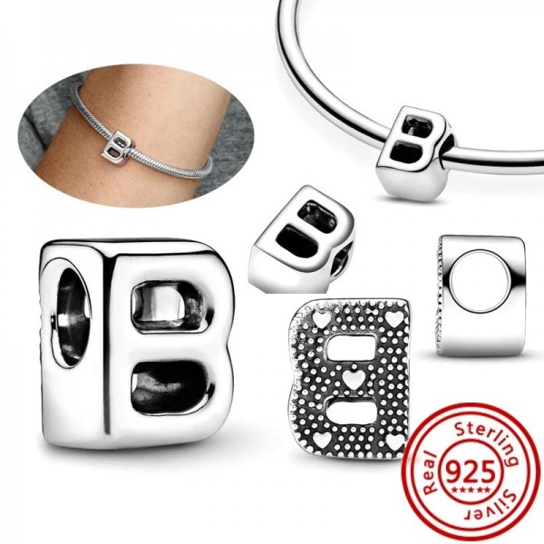 Bracelet à breloques en argent 925 pour bricolage, lettres A-Z, perles.|2,69 €|OKKO MODE