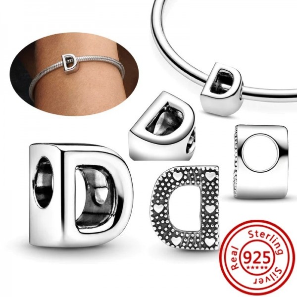 Bracelet à breloques en argent 925 pour bricolage, lettres A-Z, perles.|2,69 €|OKKO MODE