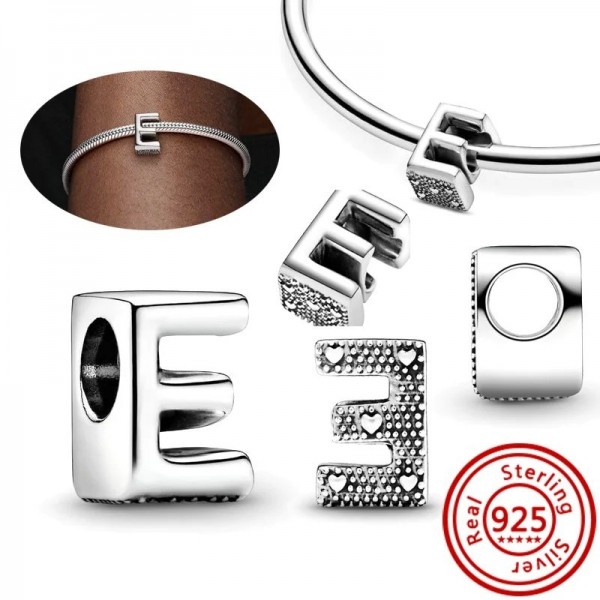 Bracelet à breloques en argent 925 pour bricolage, lettres A-Z, perles.|2,69 €|OKKO MODE