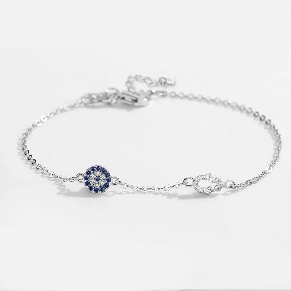 Bracelet à breloques Hamsa Evil Eye pour femme, argent 925|9,01 €|OKKO MODE