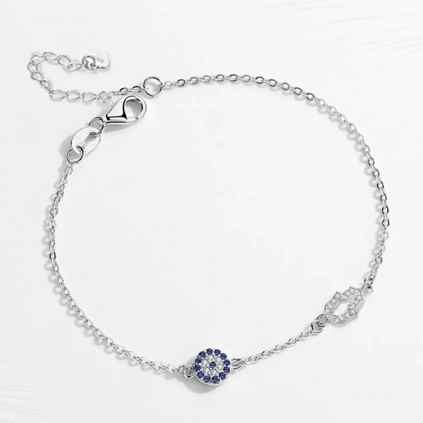 Bracelet à breloques Hamsa Evil Eye pour femme, argent 925|9,01 €|OKKO MODE