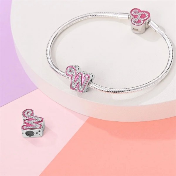 Breloques en argent 925 pour bracelet, lettres de l'alphabet rose et perles princesse|3,99 €|OKKO MODE