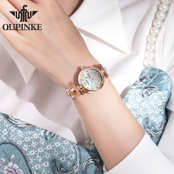 "Montre Femme PINKE-Mécanique, Design Cerf Diamant, Bracelet Acier Luxe"|224,19 €|OKKO MODE