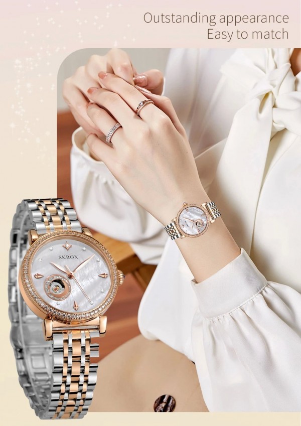 "Montre de Luxe Femme 2024: Or Rose, Diamant et Acier Inoxydable"|43,85 €|OKKO MODE