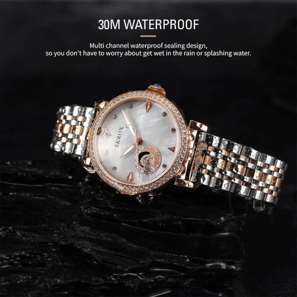 "Montre de Luxe Femme 2024: Or Rose, Diamant et Acier Inoxydable"|43,85 €|OKKO MODE