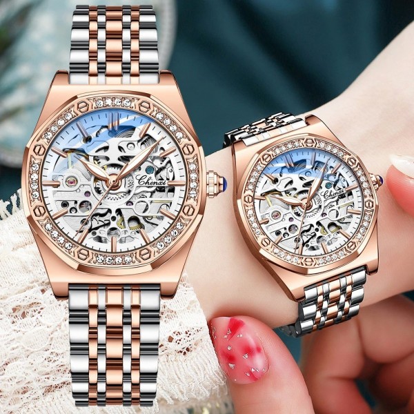 "Montre Automatique Femme CHENghts, Étanche Or Rose Acier Inoxydable"|29,09 €|OKKO MODE