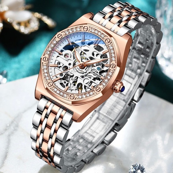 "Montre Automatique Femme CHENghts, Étanche Or Rose Acier Inoxydable"|29,09 €|OKKO MODE