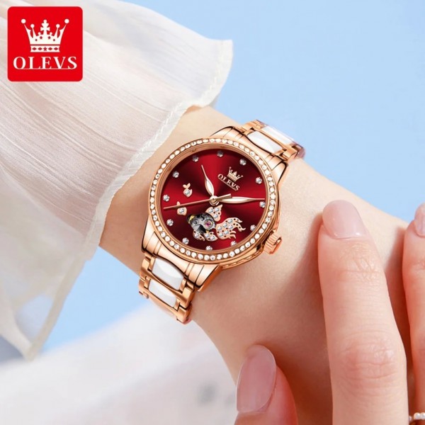 "OLEVS Montre Mécanique Femme, Bracelet Céramique, Cadran Diamond Or Rose M."|63,89 €|OKKO MODE