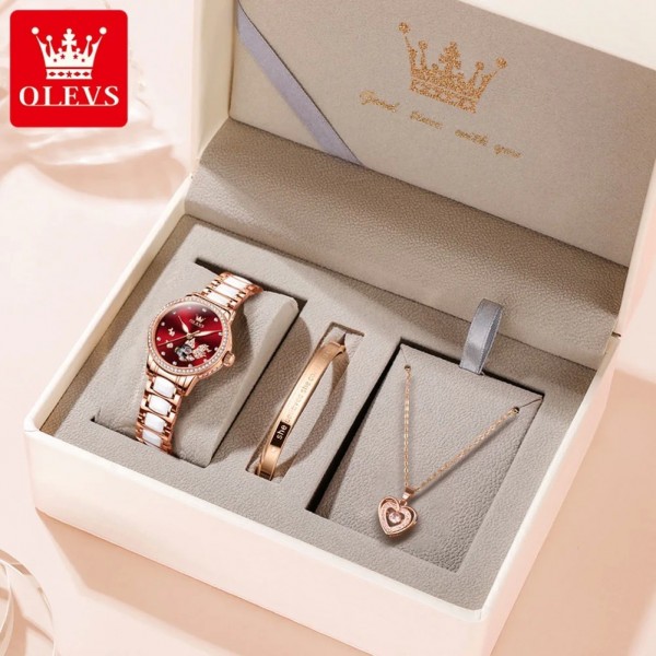 "OLEVS Montre Mécanique Femme, Bracelet Céramique, Cadran Diamond Or Rose M."|63,89 €|OKKO MODE