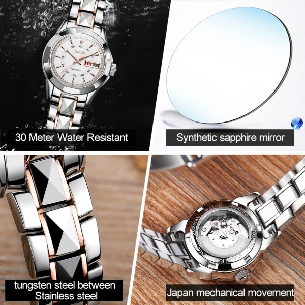 "Montre Mécanique JSDUN pour Femme, Calendrier Touristique, Bracelet Tungstène - Luxe Élégante 80"|134,99 €|OKKO MODE