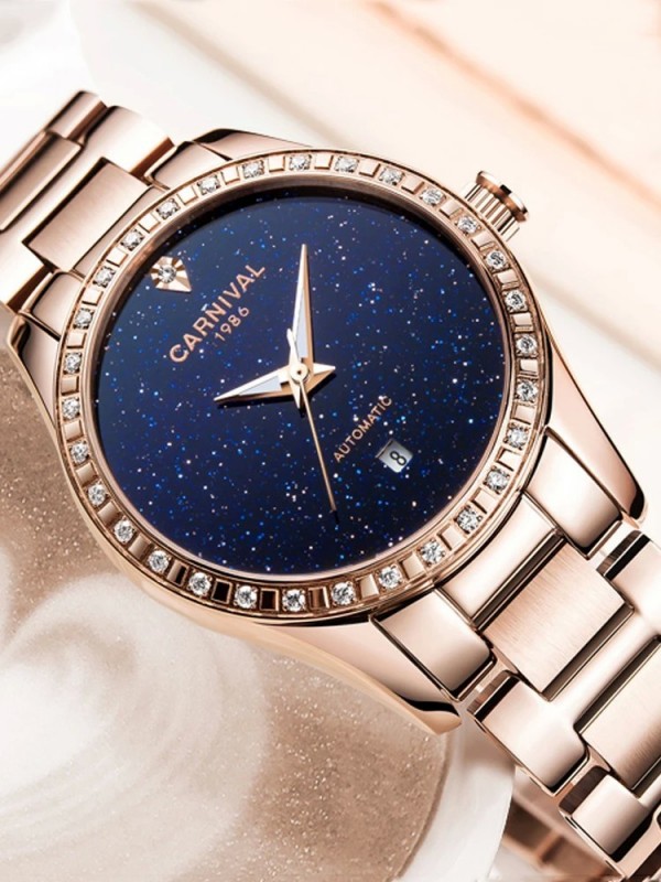 "Montre Luxe Femme CARNAVAL-Automatique, Or Rose, Étanche - Starry Sky"|78,25 €|OKKO MODE