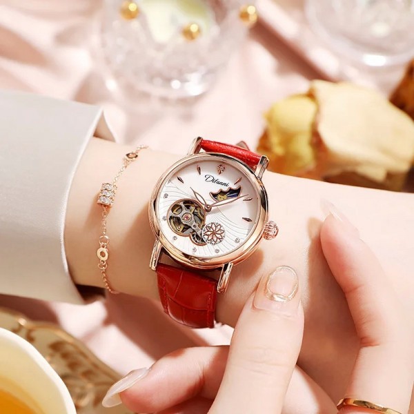 "Montre Femme Automatique à Fleurs Rotatives, Étanche avec Phase de Lune"|40,88 €|OKKO MODE