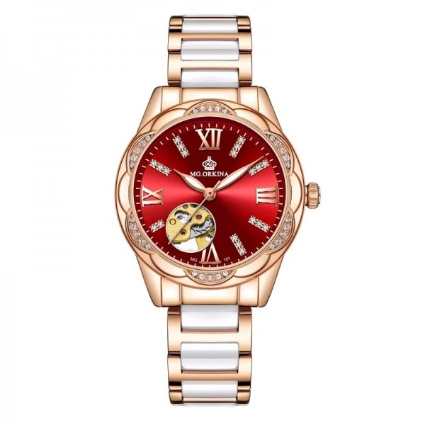 "Orkhr Montre Automatique Luxe Femme, Céramique Or Rose Design Seton"|35,09 €|OKKO MODE