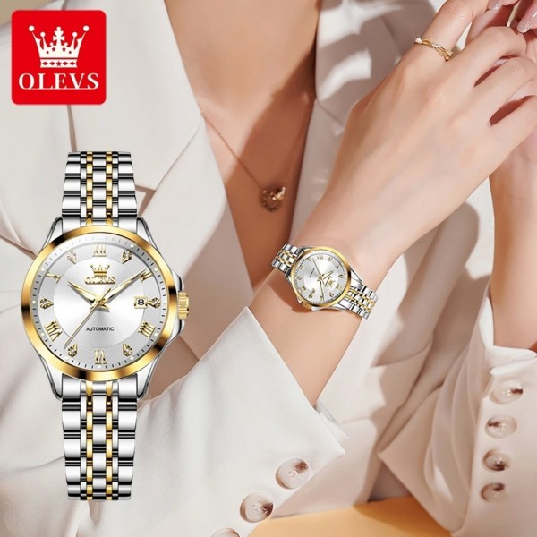 "OLEVS Montre Mécanique Luxe Étanche en Acier Inoxydable pour Femme"|63,18 €|OKKO MODE