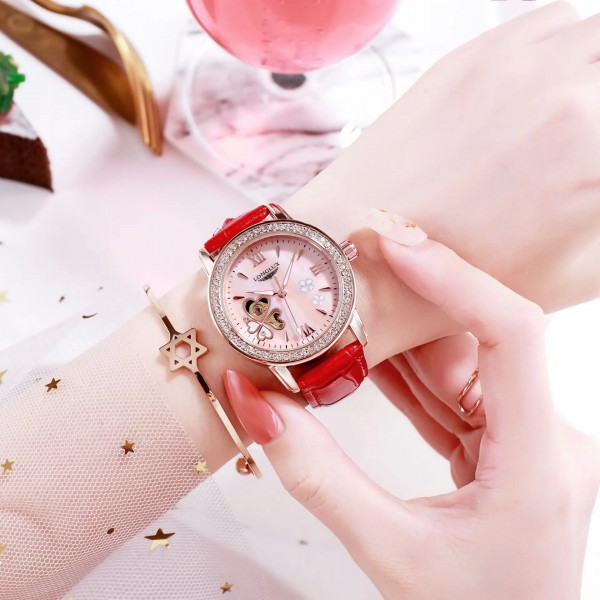 "Montre Femme Luxe 2024, Mécanique Automatique Rose Etanche - Longlux"|18,99 €|OKKO MODE