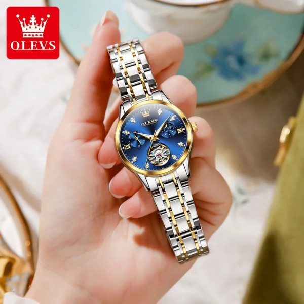 "Montre Mécanique Femme OLEVS 6608, Étanche, Phase de Lune Luxe"|89,09 €|OKKO MODE