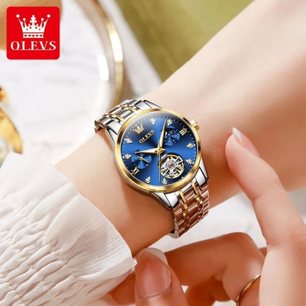 "Montre Mécanique Femme OLEVS 6608, Étanche, Phase de Lune Luxe"|89,09 €|OKKO MODE