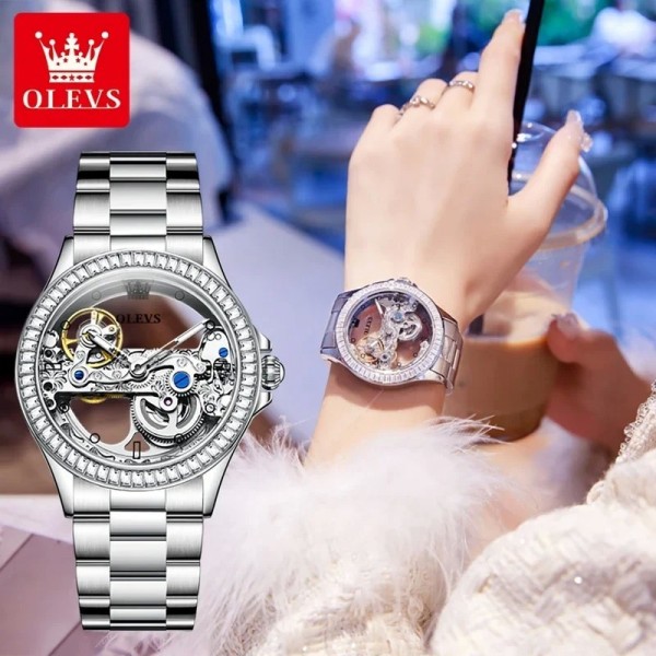 "Montre Olevs 6699 Femme, Automatique Double Face Luxe Étanche"