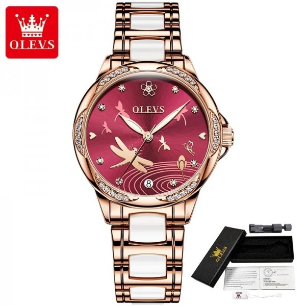 "Montre Femme OLEVS-6610, Mécanique Automatique Luxe en Céramique 30m Étanche Shoous Libellule"|66,59 €|OKKO MODE