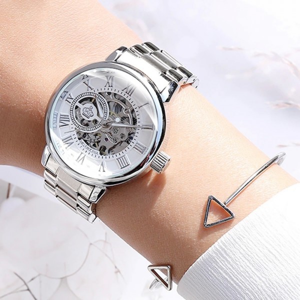 "Montre Mécanique Luxe Femme - Nouvelle Mode Squelette Automatique Arge"
