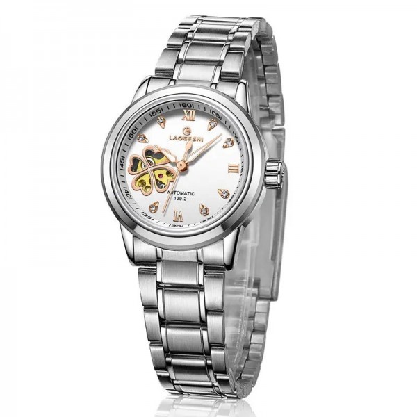 "Montre Femme Automatique Everver, Diamant 4 Feuilles en Cuir Rose"|24,89 €|OKKO MODE