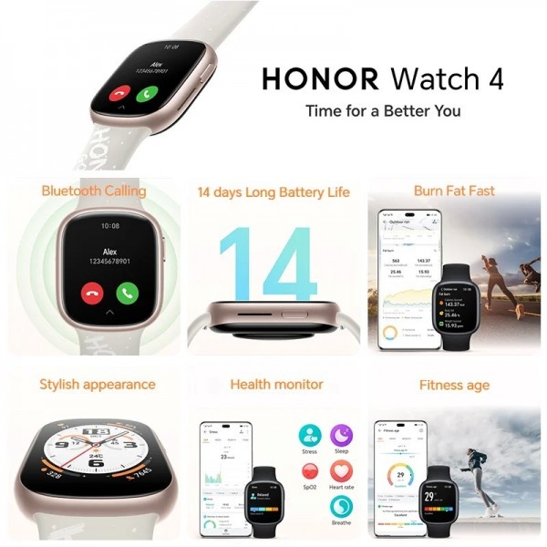 "HONOR Watch 4 - Montre Intelligente, GPS Bluetooth 5.2, Moniteur Oxygène Sanguin"|85,59 €|OKKO MODE