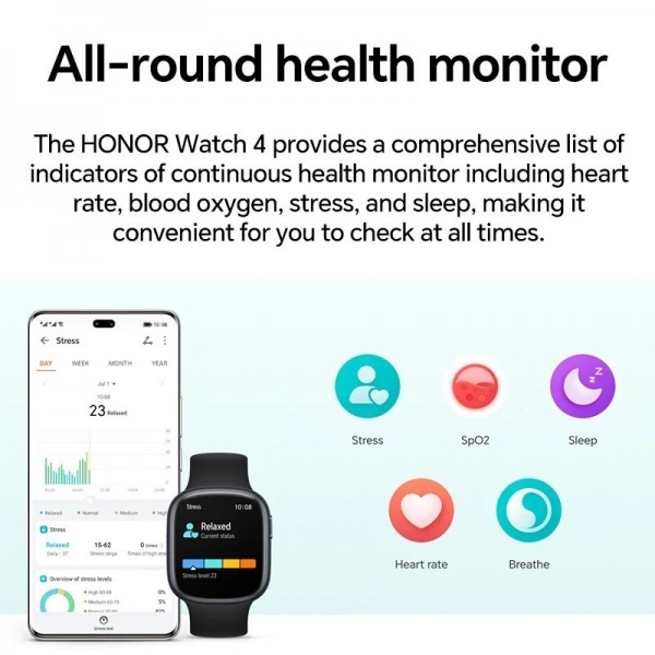 "HONOR Watch 4 - Montre Intelligente, GPS Bluetooth 5.2, Moniteur Oxygène Sanguin"|85,59 €|OKKO MODE