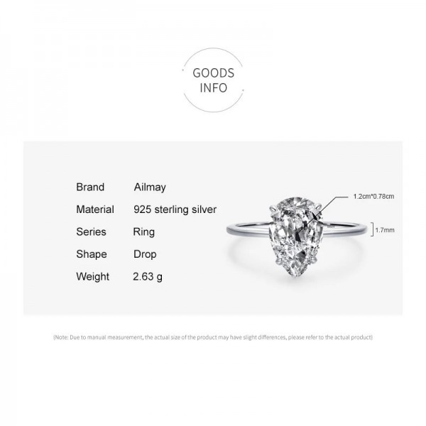 Bague de Luxe en Argent Sterling 925 pour Femme, Goutte d'Eau 3ct|8,99 €|OKKO MODE