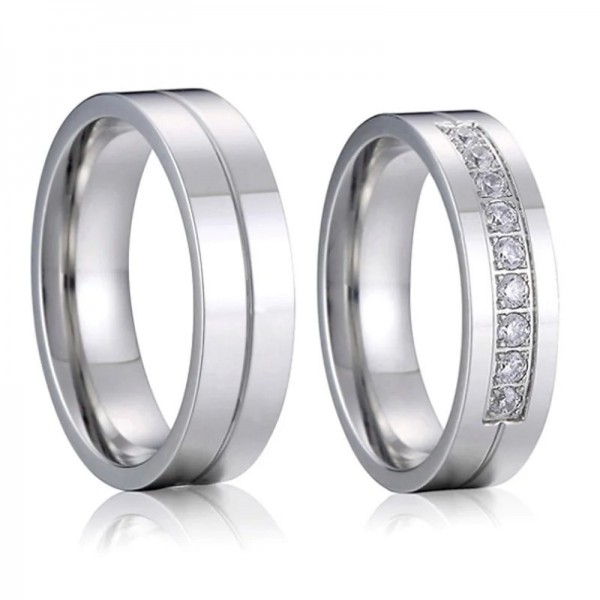 Ensemble d'anneaux de mariage pour hommes et femmes, argent or blanc titane acier inoxydable bijoux couple|4,49 €|OKKO MODE