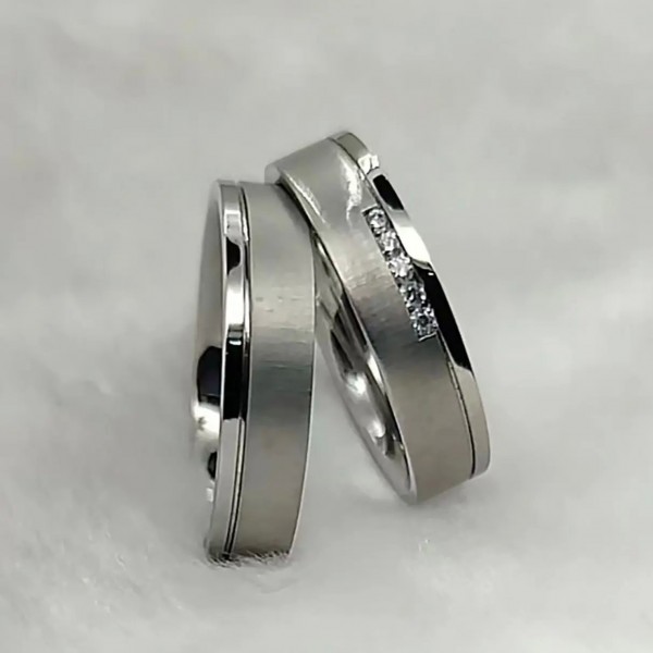 Ensemble d'anneaux de mariage pour hommes et femmes, argent or blanc titane acier inoxydable bijoux couple|4,49 €|OKKO MODE