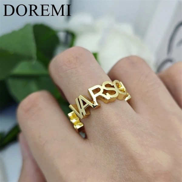 DOREMI-Bague ouverte avec lettres pour femme, bague optique personnalisée, bijoux de designer, nom initial, 3mm|8,99 €|OKKO MODE