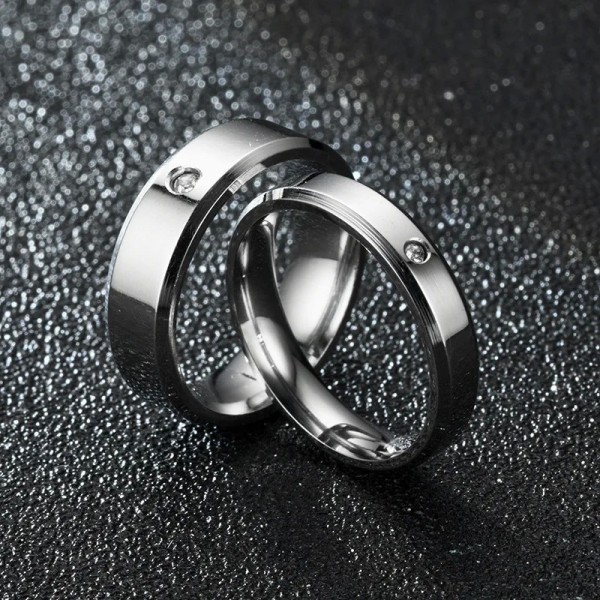 XIDNT-Bague de couple en acier au titane CZ, personnalisée, ses bijoux personnalisés, matiques de fiançailles de mariage pour ho|1,79 €|OKKO MODE